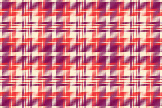 Cell fabric textile texture, many pattern check vector. Style background plaid tartan seamless in papaya whip and pink colors.