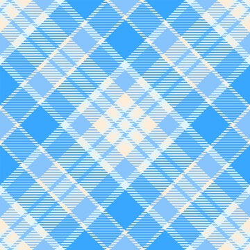 Sky check seamless background, oktoberfest plaid tartan fabric. Checked texture textile pattern vector in cyan and papaya whip colors.