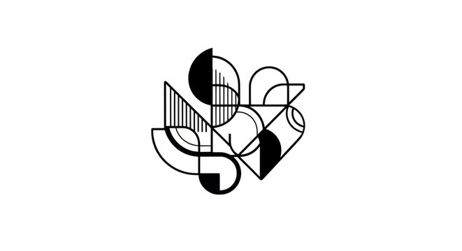 Geometric shapes in black and white.