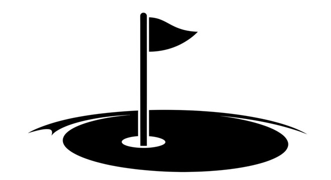Golf Hole Flag Stick Marker Icon.