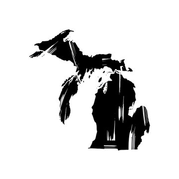 Michigan State Map Silhouette Illustration.