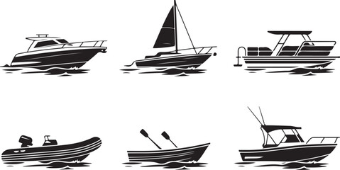 Six types of boats floating on water © Masud
