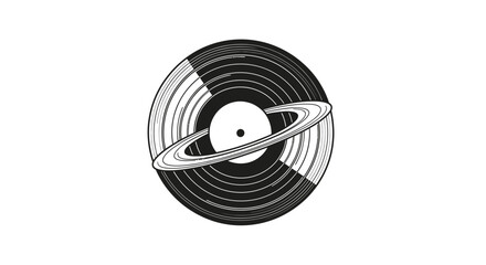 Retro Vinyl Record with Saturn Ring Graphic Design © Shop