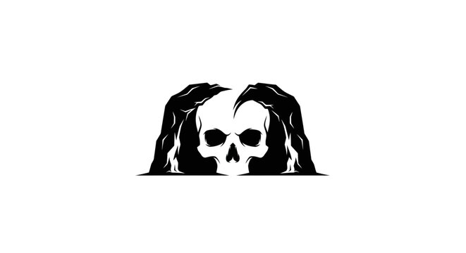 Scary Skull Emerging from Dark, Jagged Shadows - Horror Concept