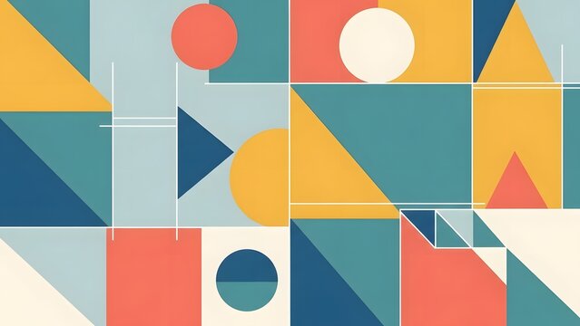 Colorful Geometric Bauhaus Abstract Pattern Background Bold