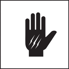 Obraz premium Hand with Lightning Scratch Lines on Palm in Black and White Featuring Illustration, Symbol, Gesture with Communication and Sign Elements for Vector