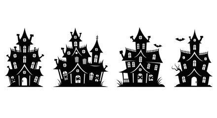 Collection of haunted house silhouettes. © Maya