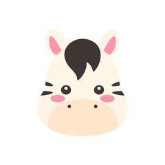 Fototapeta premium Cute Kawaii Zebra Face Flat Vector Illustration