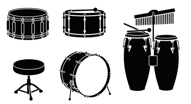 Drums and percussion musical instruments.