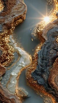 Title Looping Dark Slate Strata With Luminous Diagonal Gold Glitter