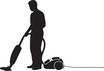 Person using upright and canister vacuum cleaners © Masud