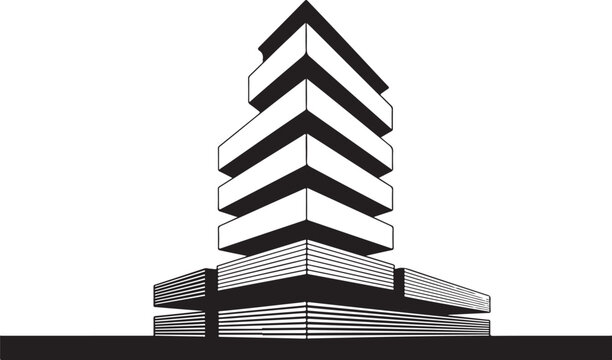 Modern geometric pyramid building illustration