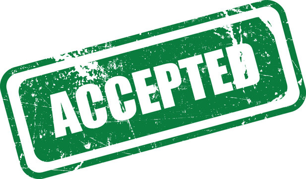 Green accepted stamp with white text and distressed effect