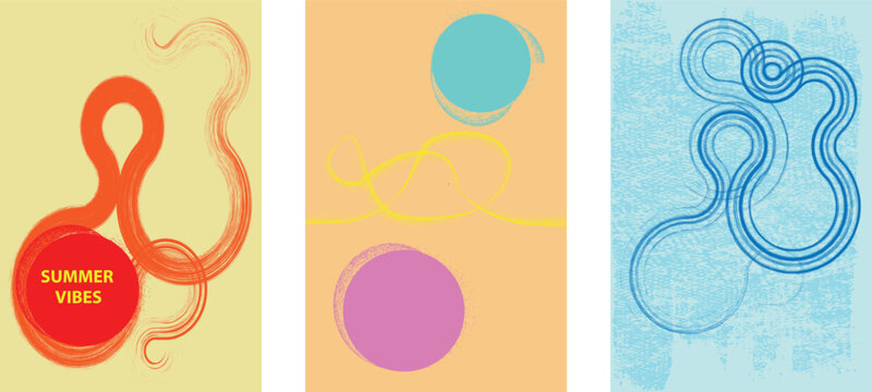 Summer vibe grunge posters with turquoise sea waves and sandy beach. Tropical beach wave background. Warm sand and ocean flow. Vector illustration. Vacation color abstract texture.