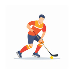 Obraz premium Flat design ice hockey player with puck