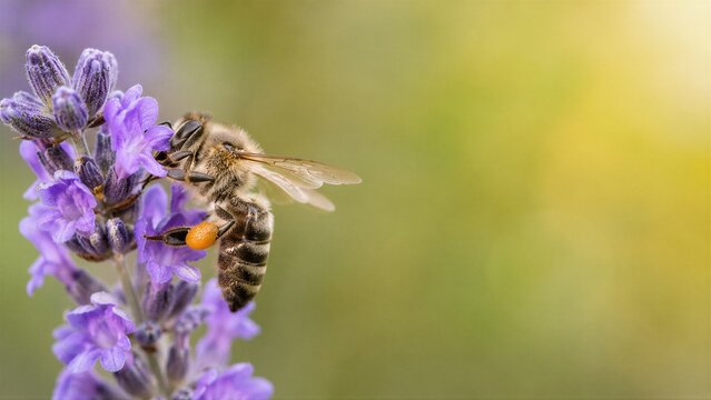 Western Honeybee Pollinating in Flower Field