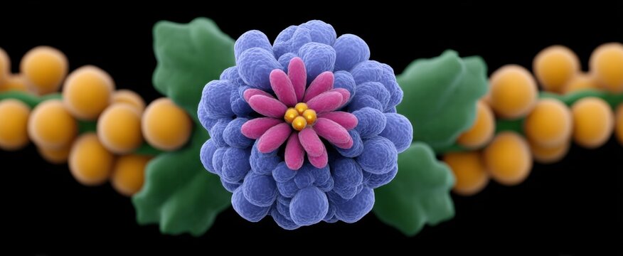 Ribosome 3D structure a protein-RNA unit that aids mRNA translation in biotech and genetics.