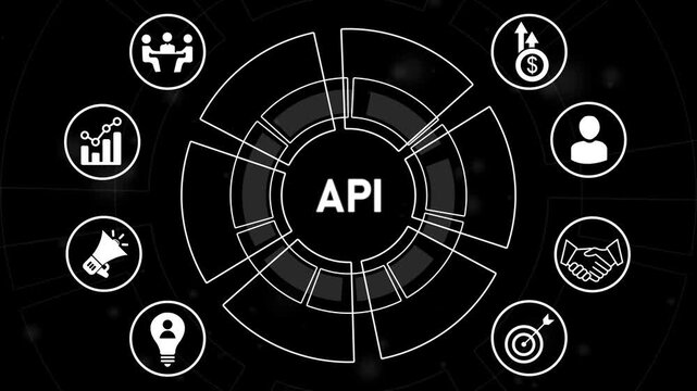 API Data Transfer: Seamless Integration Between Servers via Application Programming Interface.4k Animation video.