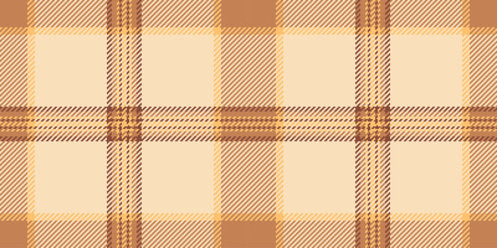 Feminine vector plaid check, turkish fabric pattern textile. Subtle background tartan texture seamless in orange and light colors.