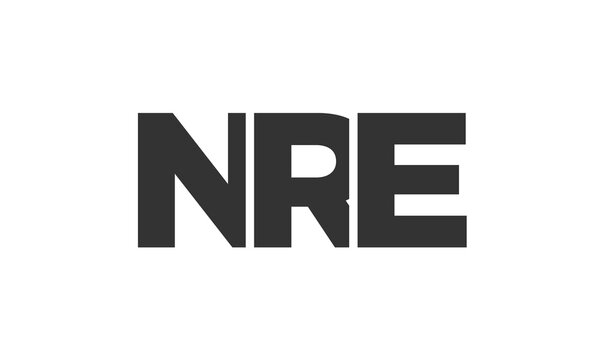NRE logo design template with strong and modern bold text. Initial based vector logotype featuring simple and minimal typography. Trendy company identity.