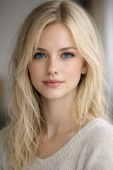 Naklejka premium Young Woman with Blonde Hair and Blue Eyes
