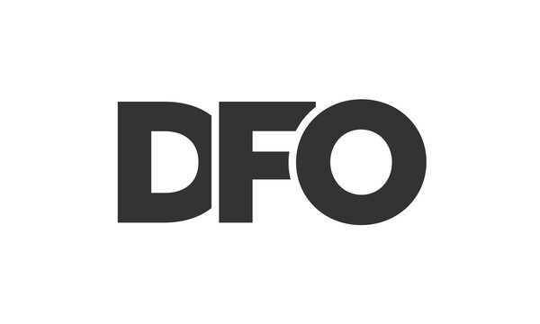 DFO logo design template with strong and modern bold text. Initial based vector logotype featuring simple and minimal typography. Trendy company identity.