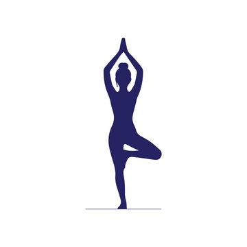 Woman doing yoga tree pose silhouette Vector, illustration