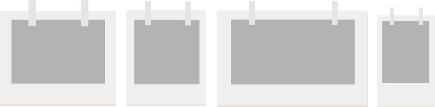 vintage photo frame mockup set. memo notes with tape vector illustration 
