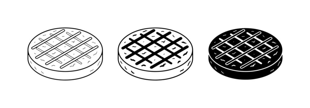 Grilled Burger Patties, Barbecue Food Icons, Grilling Vector Graphics