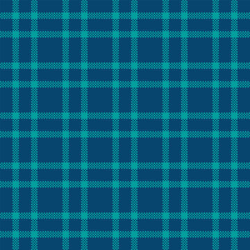 Native texture check seamless, grand pattern plaid background. Doodle vector textile fabric tartan in cyan and tyrolite blue green colors.