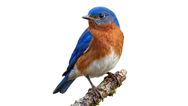 Eastern bluebird perched on a branch detailed photo on transparent background