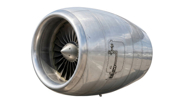 Aircraft engine turbine on transparent background jet