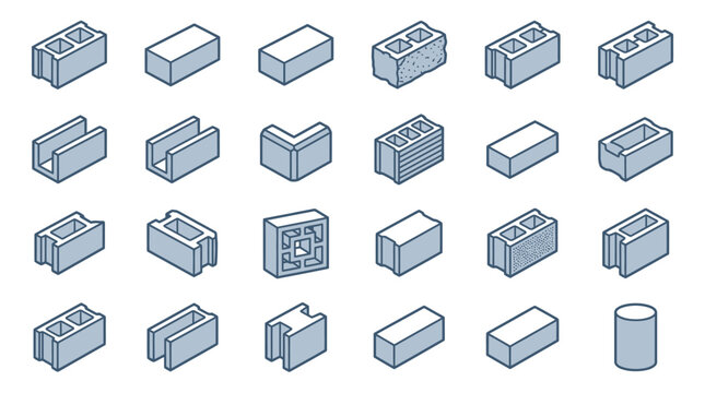 Icon Collection of Concrete Blocks