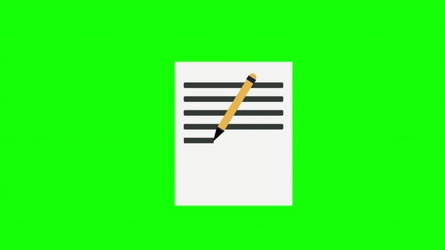 Document Writing and Content Creation Concept with Pencil and Editable Report Animation