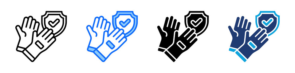 Fototapeta premium Safety Gloves Icon Set Multi Style Vector Illustration