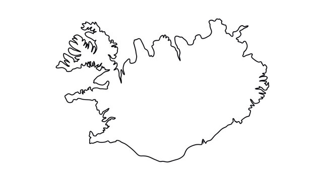 Outline map of Iceland, simple graphic, white background, vector illustration