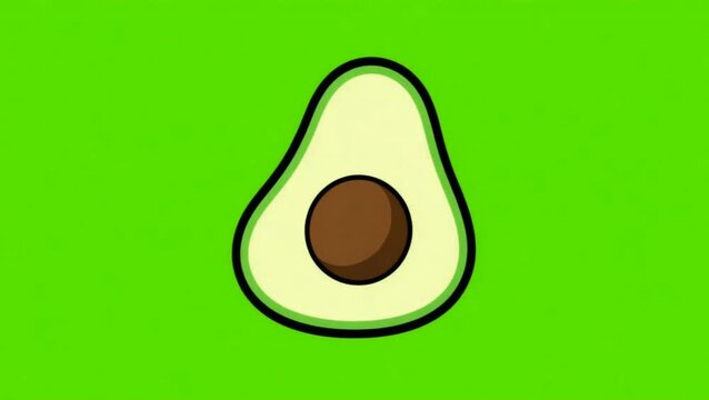 Avocado Bloom Animation, Vector Pop Up Icon on Green Screen for Healthy Food