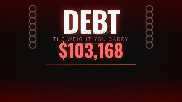 Debt Financial Concept with Dark Cinematic Text and Warning Colors