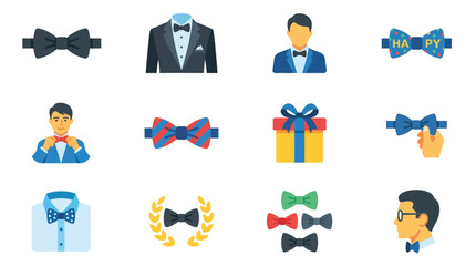 Fototapeta premium Various Bow Ties and Formal Attire Icons