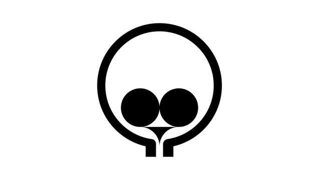 Alien skull logo, black isolated vector silhouette