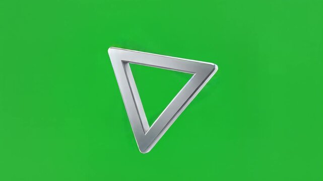 3 d impossible triangle shape rotating on green screen background for visual effects
