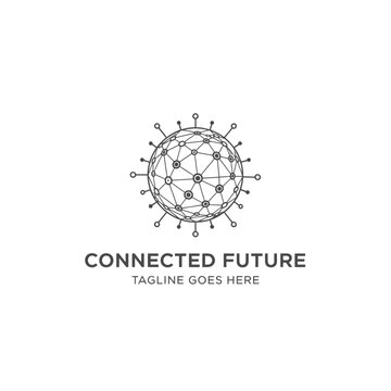 Futuristic tech logo perfect for networking companies, software developers, data science firms, and global communication providers.