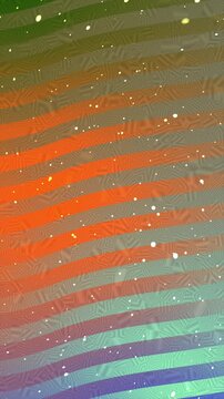 Abstract background with colorful wavy stripes and sparkling light particles.