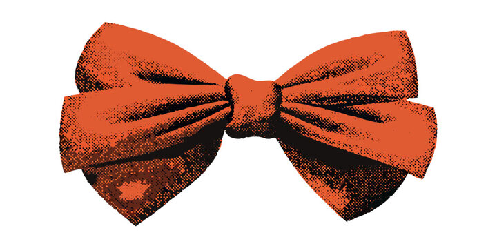 Red Bow With Halftone Pattern On White Background