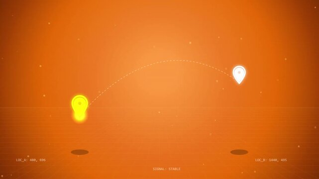 Abstract motion graphics with glowing points on warm orange background