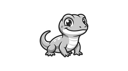 Obraz premium Adorable cartoon lizard mascot with large expressive eyes.