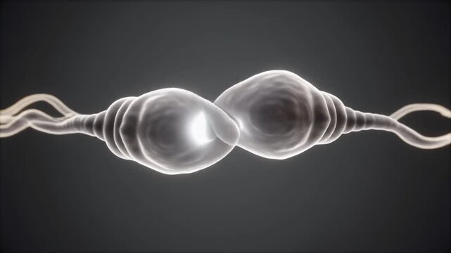 Microscopic animation of sperm reaching egg for fertilization