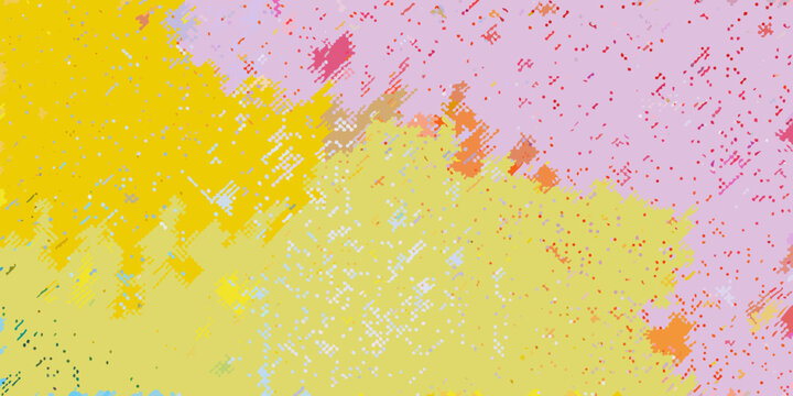Pixelated abstract pattern with yellow pink and orange hues