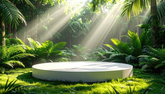 Jungle Podium with Sunbeams.