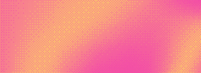 Obraz na płótnie Canvas Pixelated bitmap gradient texture in yellow and pink color. Retro pixel art, glitch dither pattern, 8 bit background. Leisure or arcade games duotone border frame. Vector Art Ilustration